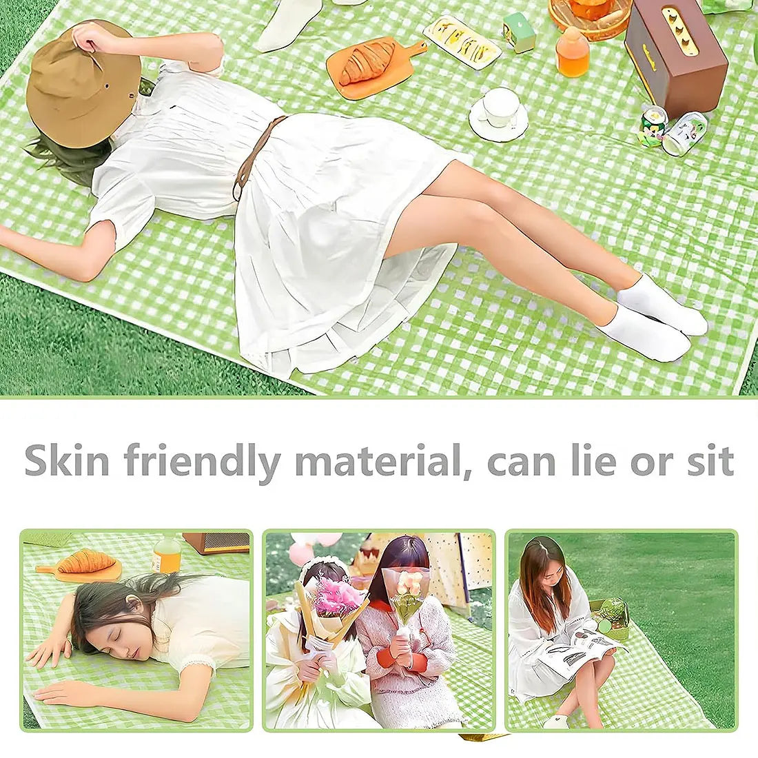 Portable Waterproof Picnic Blanket Comfortable All Weather Outdoor Mat for Beach Park Concert Festival Camping and Lounge