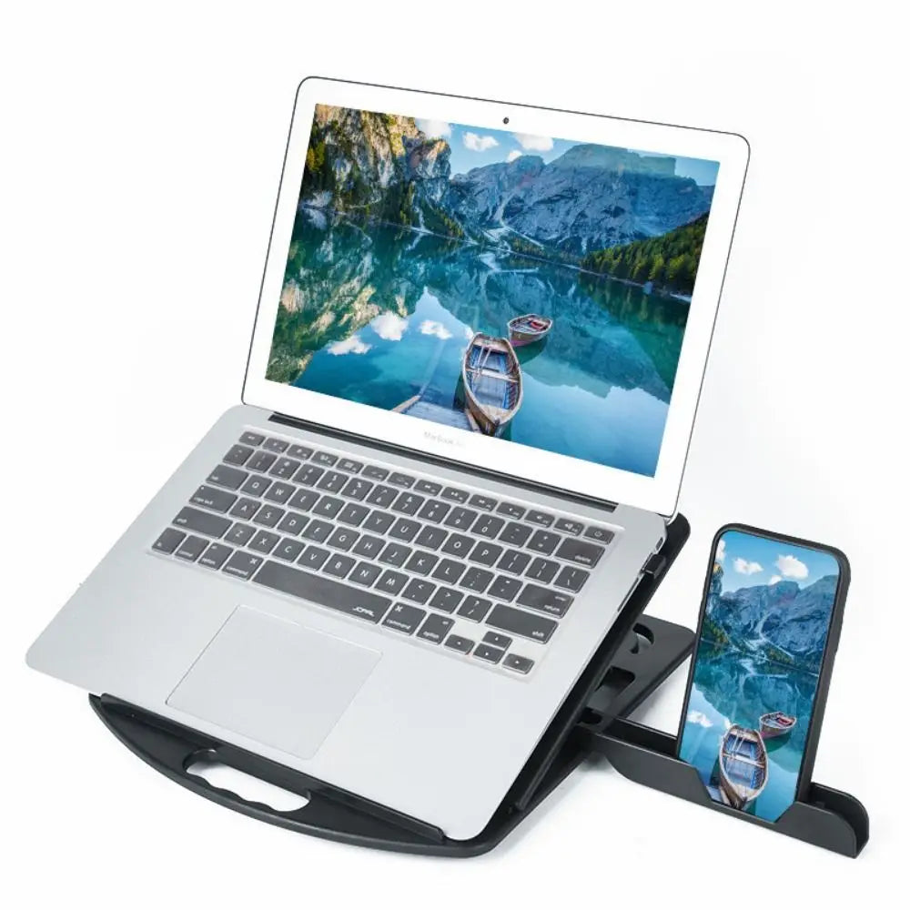 Bracket Plastic Laptop Stand Foldable With Phone Holder Desktop Holder 2 IN 1 Multiple Height Ergonomic Laptop Riser Watching TV