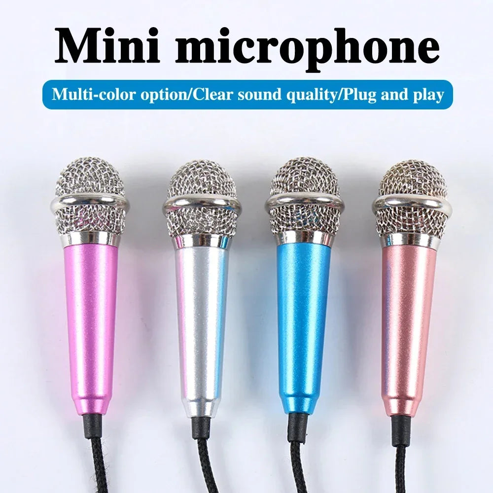 Mini Portable 3.5mm Stereo Studio Mic KTV Karaoke Mini Microphone for Smart Phone Laptop PC Desktop Handheld Audio Microphone