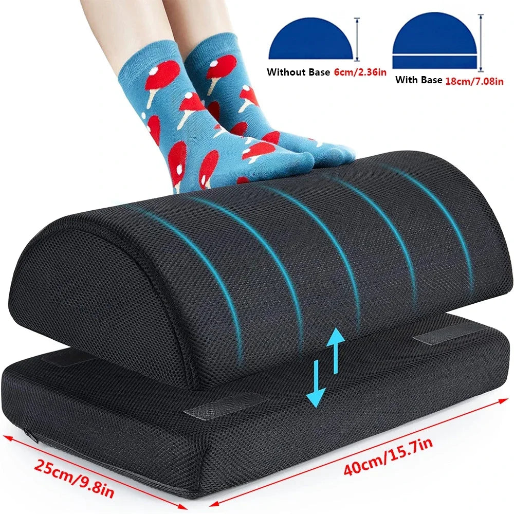 2 Adjustable Heights Foot Rest for Under Desk, Soft Memory Foam Foot Cushion Ergonomic for Office, Work, Car, Gaming, Computer