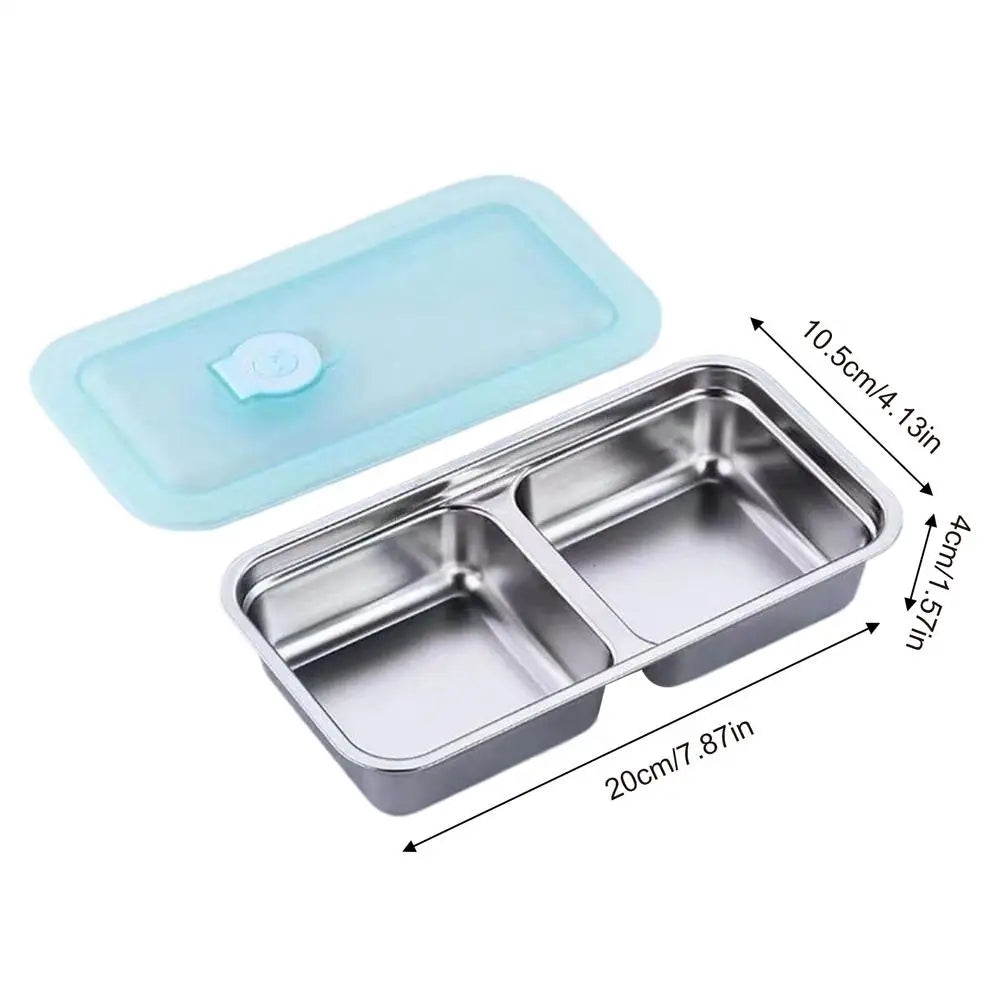 Stainless Steel Snack Containers For Kids Double Compartment Reusable Snack Containers Leak-proof Lunch Boxes For Sports Picnic