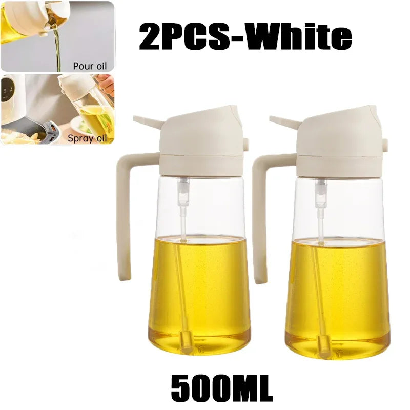 2 in 1 Pour Spray Sprayer Kitchen Fryer Air Spray Oil Dispenser Bottle for Olive Oil Cooking Frying BBQ Camping Large Capacity