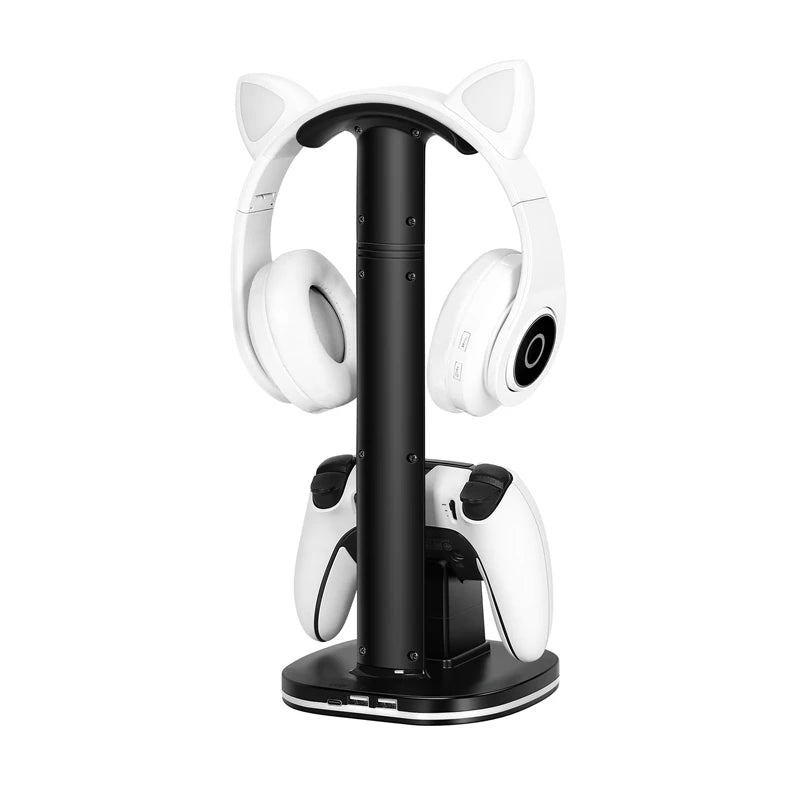 LED Display Stand for PS5 Game Controller & Headphone Charging Station for Playstation 5 Gamepad Headset Stand Accessories