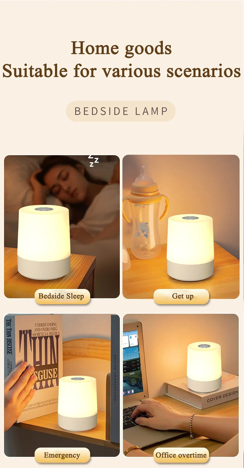 Touch Night Lamp USB LED Lamp Remote Control Switch Rechargeable Three Colors Lights Bedroom Portable Table Bedside Night Lamp