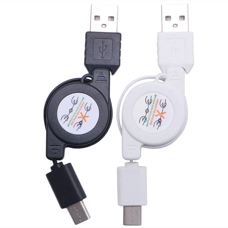 USB Type C Cable, Retractable USB C to USB Charging Cable RetractableType C/Fast USB Charger Cord for Cellphone PC Drop Shipping