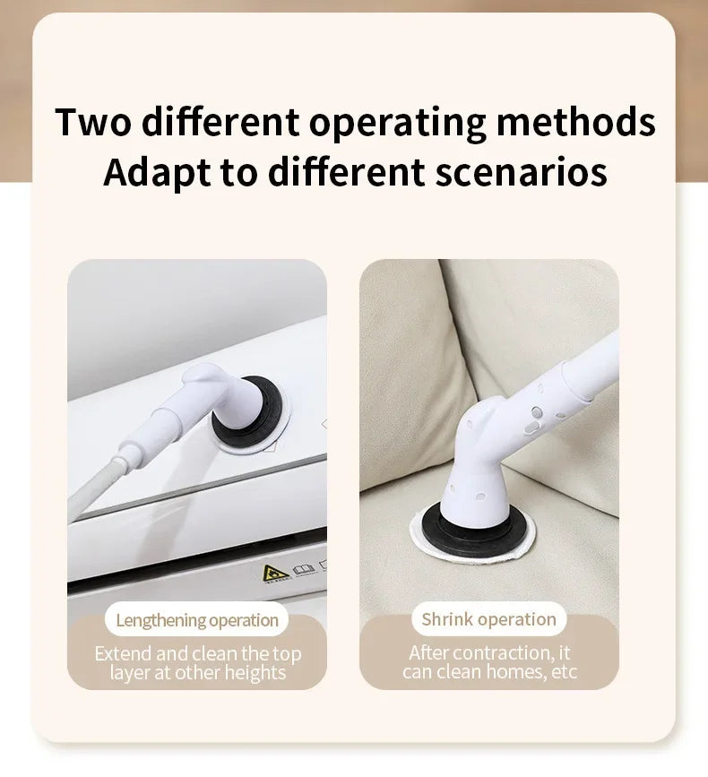 Electric Spin Scrubber Cordless Multi-Function Low Noise Electric Cleaning Brush Replaceable Brush Heads And Adjustable Handle