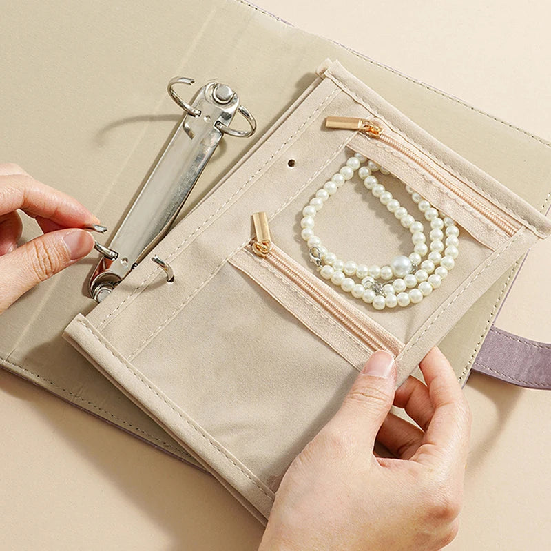 Travel Jewelry Case,Jewelry Organizer Box With Clear Zipper Velvet Jewelry Pouch Bag, PU Leather Jewelry Case,Gift For Women 1PC