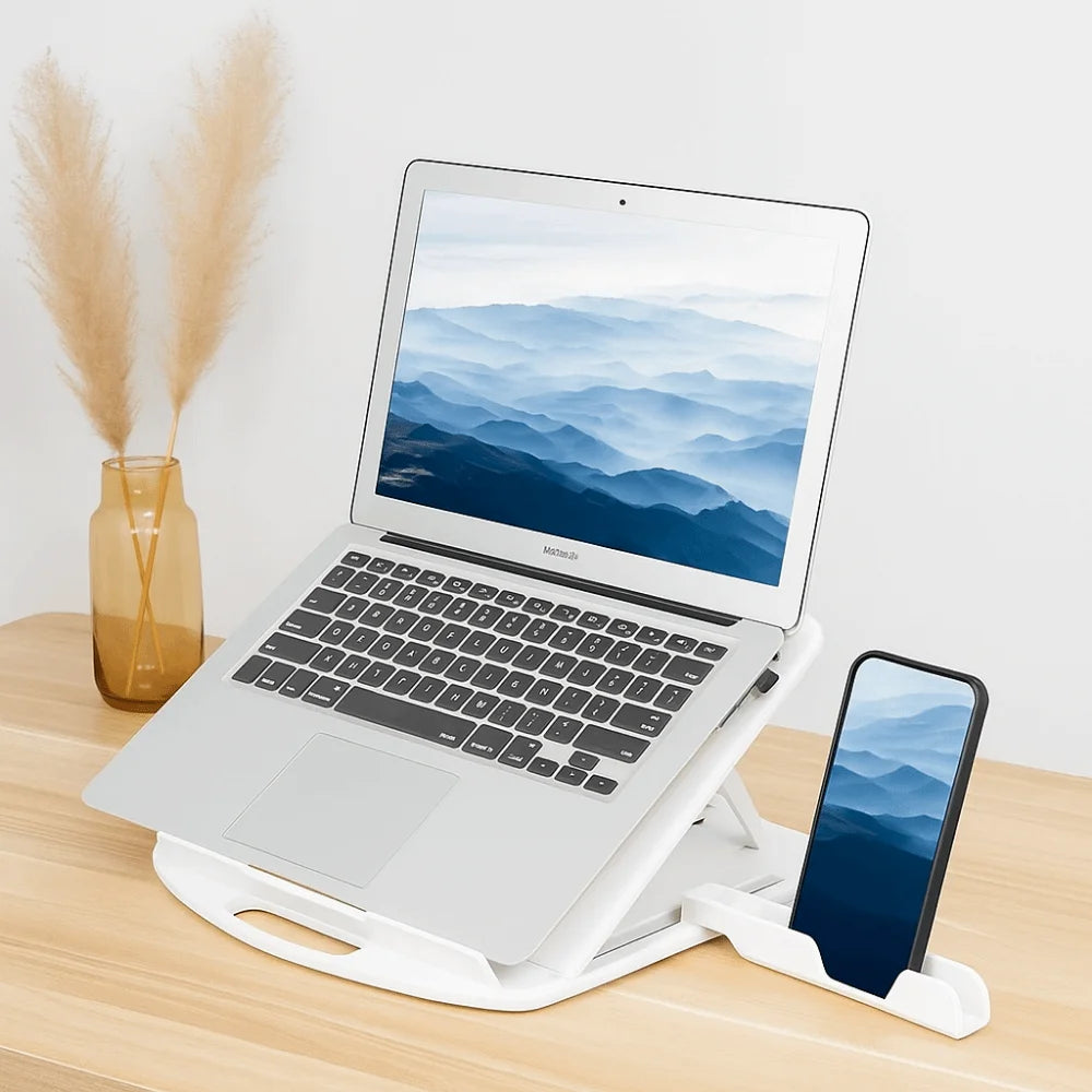Bracket Plastic Laptop Stand Foldable With Phone Holder Desktop Holder 2 IN 1 Multiple Height Ergonomic Laptop Riser Watching TV