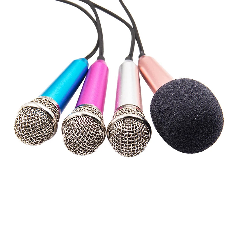 Mini Portable 3.5mm Stereo Studio Mic KTV Karaoke Mini Microphone for Smart Phone Laptop PC Desktop Handheld Audio Microphone