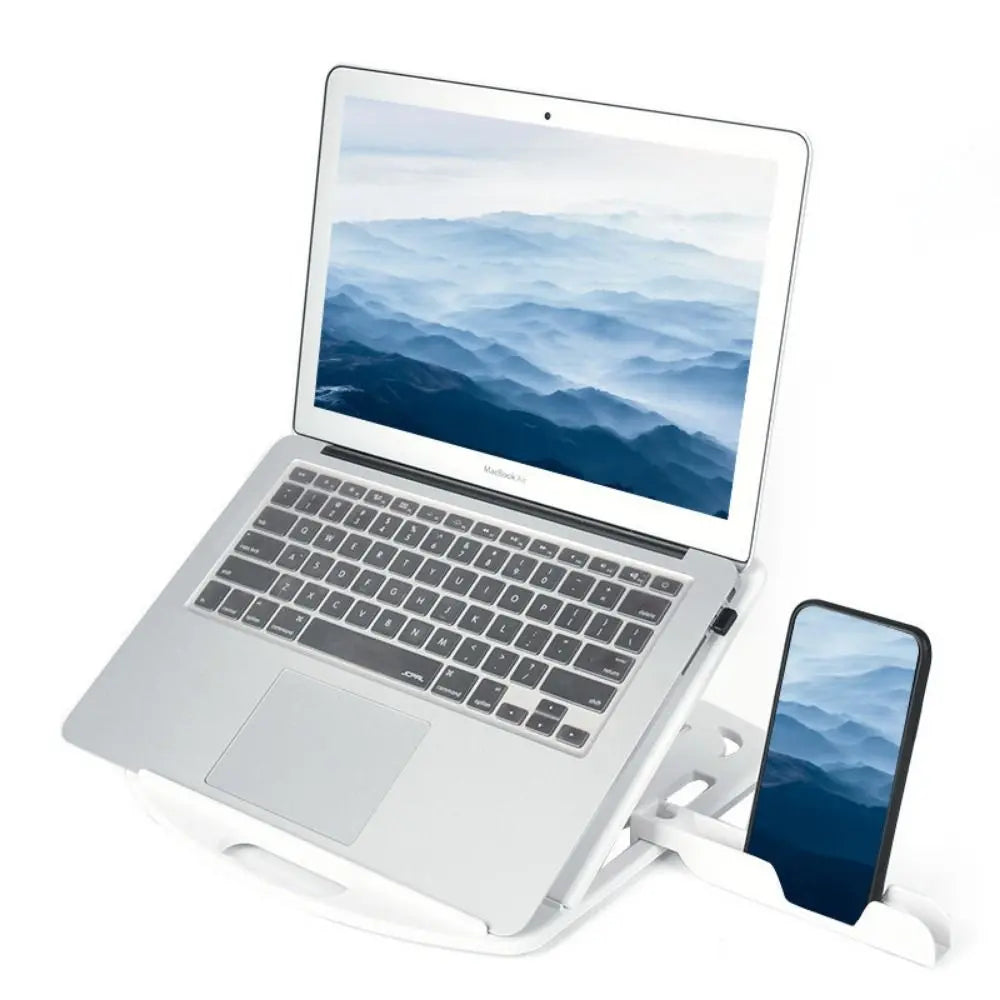 Bracket Plastic Laptop Stand Foldable With Phone Holder Desktop Holder 2 IN 1 Multiple Height Ergonomic Laptop Riser Watching TV