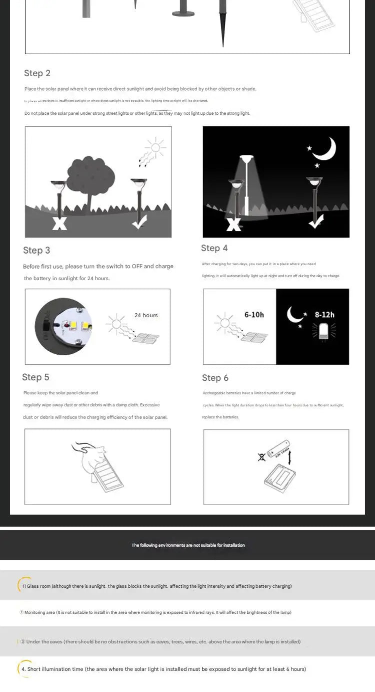 Solar Pathway Lights Outdoor Solar Garden Light Landscape Path Lighting Waterproof Auto On/Off for Yard Lawn Driveway Decor Lamp