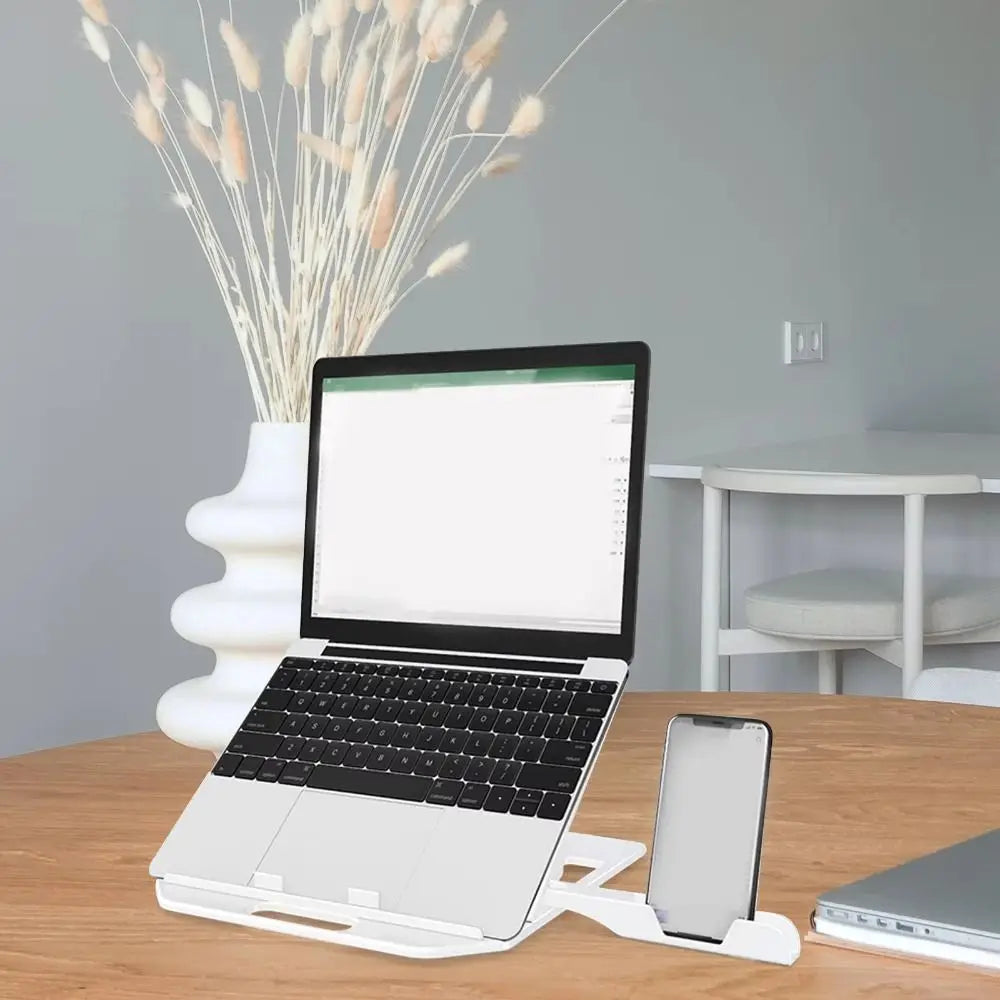 Bracket Plastic Laptop Stand Foldable With Phone Holder Desktop Holder 2 IN 1 Multiple Height Ergonomic Laptop Riser Watching TV
