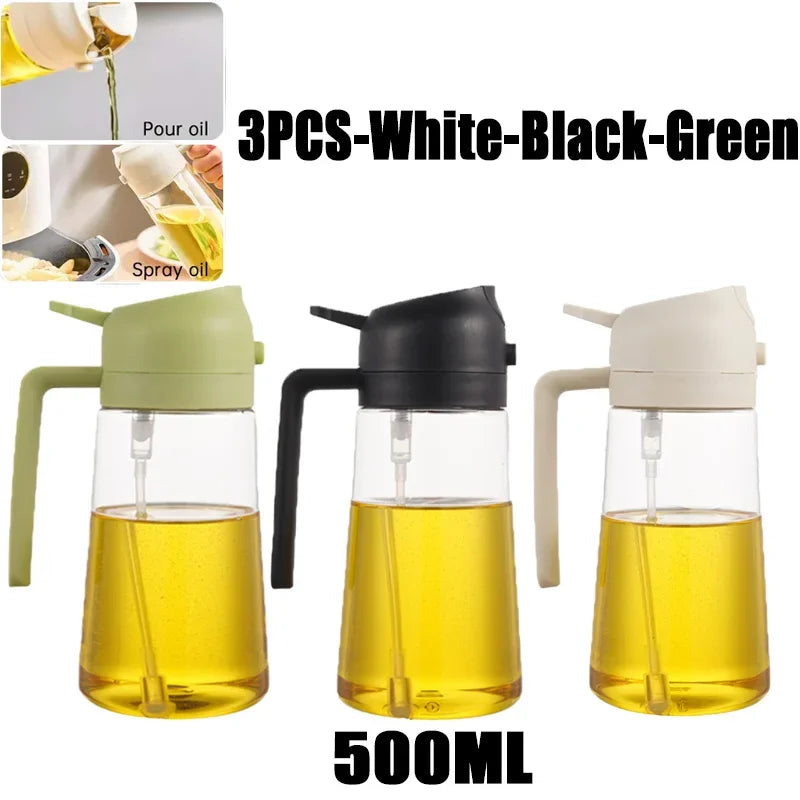 2 in 1 Pour Spray Sprayer Kitchen Fryer Air Spray Oil Dispenser Bottle for Olive Oil Cooking Frying BBQ Camping Large Capacity