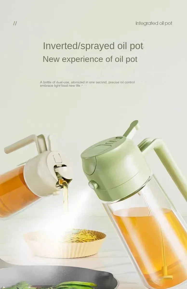 2 in 1 Pour Spray Sprayer Kitchen Fryer Air Spray Oil Dispenser Bottle for Olive Oil Cooking Frying BBQ Camping Large Capacity
