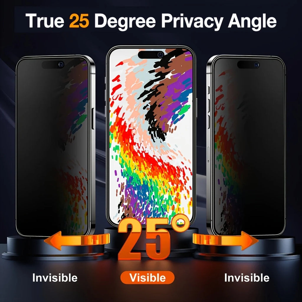 3 Pack Privacy Screen Protector Tempered Glass for iPhone 11-16 Anti-Spy Matte Finish