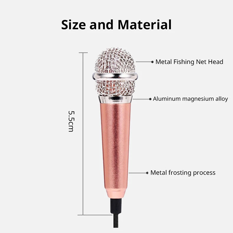 Mini Portable 3.5mm Stereo Studio Mic KTV Karaoke Mini Microphone for Smart Phone Laptop PC Desktop Handheld Audio Microphone