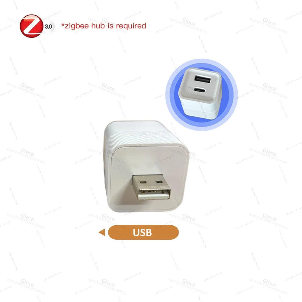 Zigbee Micro USB Type-C Adaptor Switch 2Gang 5V Mini USB Power Adaptor Charge Plug For Smart Life Tuya Home Automation Scene Z2M