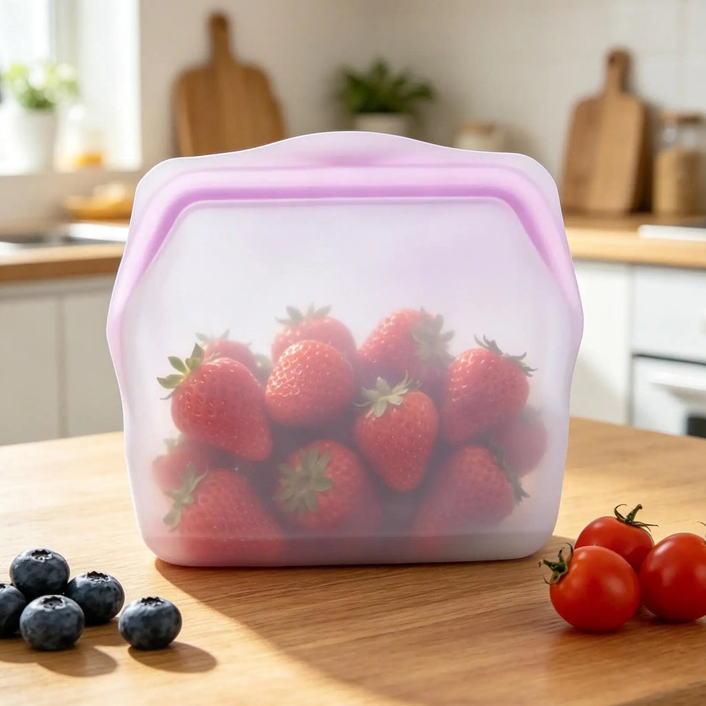 Silicone Food Storage Bags Leakproof Airtight Seal Stand Up Reusable Silicone Bags for Home Office Kitchen Fruit Vegetable Snack