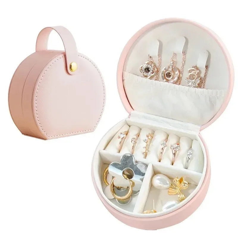 Mini Jewelry Organizer Display Travel Jewelry Case Boxes Earrings Necklace Ring Portable Handbag Jewelry Box Leather Storage