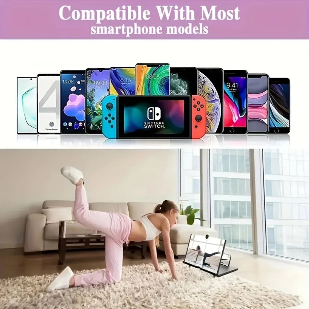 3D Hd Phone Screen Magnifier — Foldable Desktop Stand with Adjustable Angle for Movies, Videos & Games