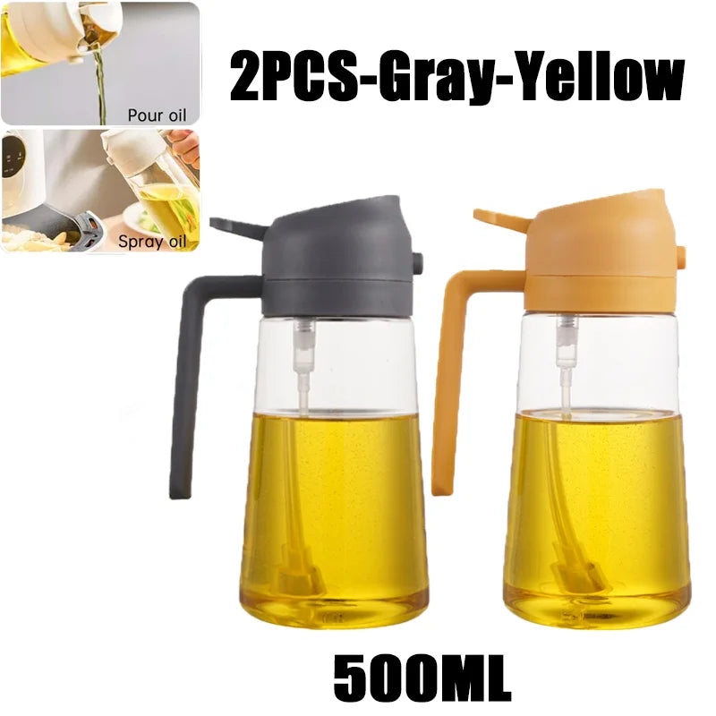 2 in 1 Pour Spray Sprayer Kitchen Fryer Air Spray Oil Dispenser Bottle for Olive Oil Cooking Frying BBQ Camping Large Capacity