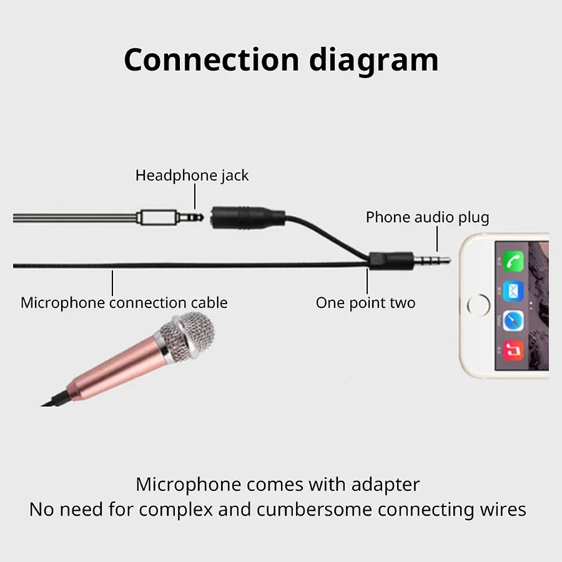 Mini Portable 3.5mm Stereo Studio Mic KTV Karaoke Mini Microphone for Smart Phone Laptop PC Desktop Handheld Audio Microphone