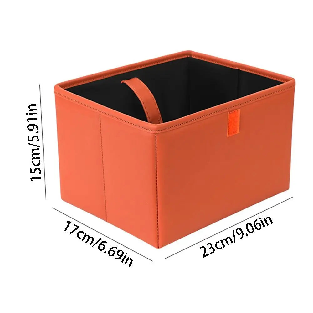 Leather Foldable Car Trash Bin Waterproof Space Saving Car Backseat Storage Box Universal Foldable Vehicle Trash Can