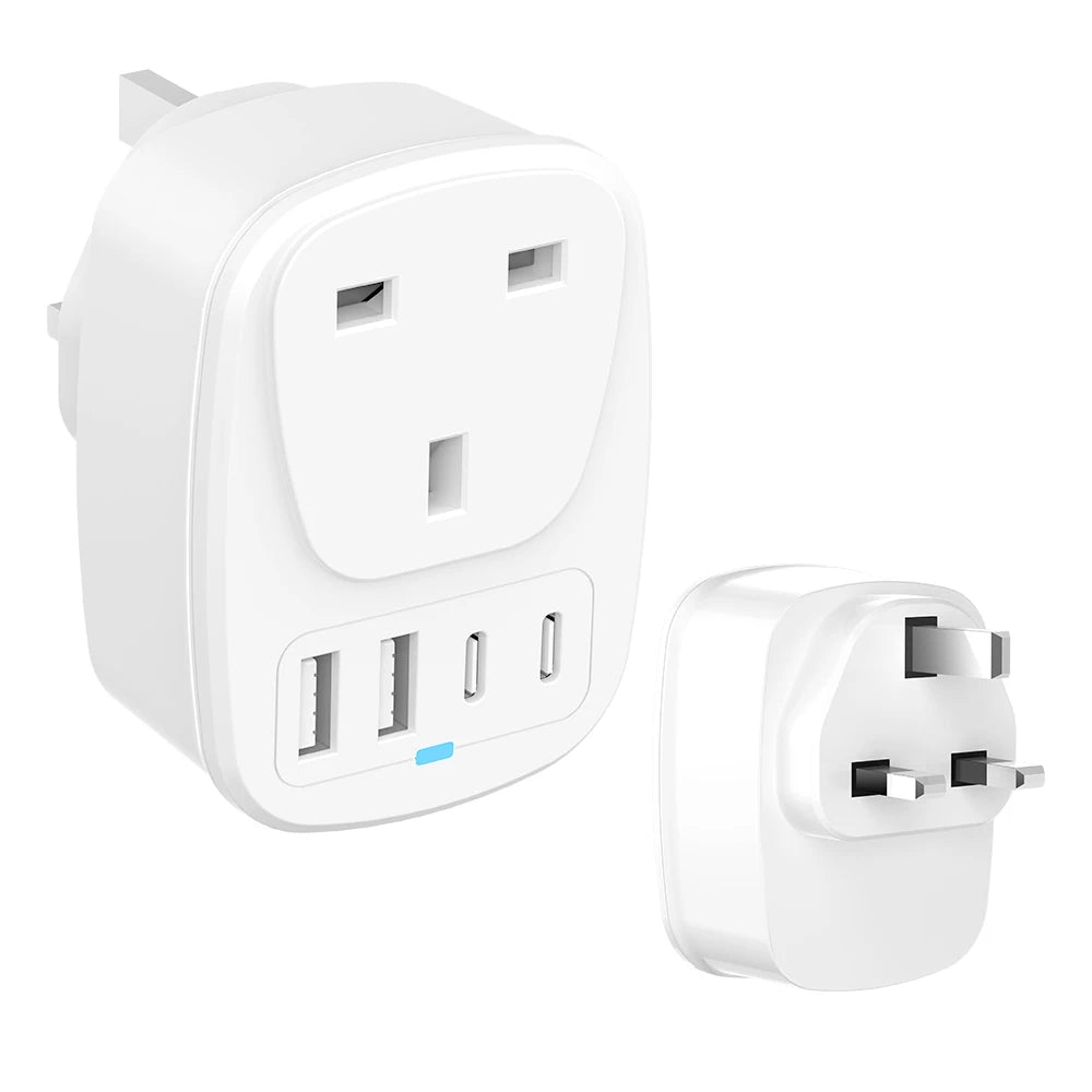 Universal Travel Adapter With 2 USB Ports 2 Type-C Charging All-in-one Travel Adapter EU/UK/US/AU Plug for Travel Power Adaptor