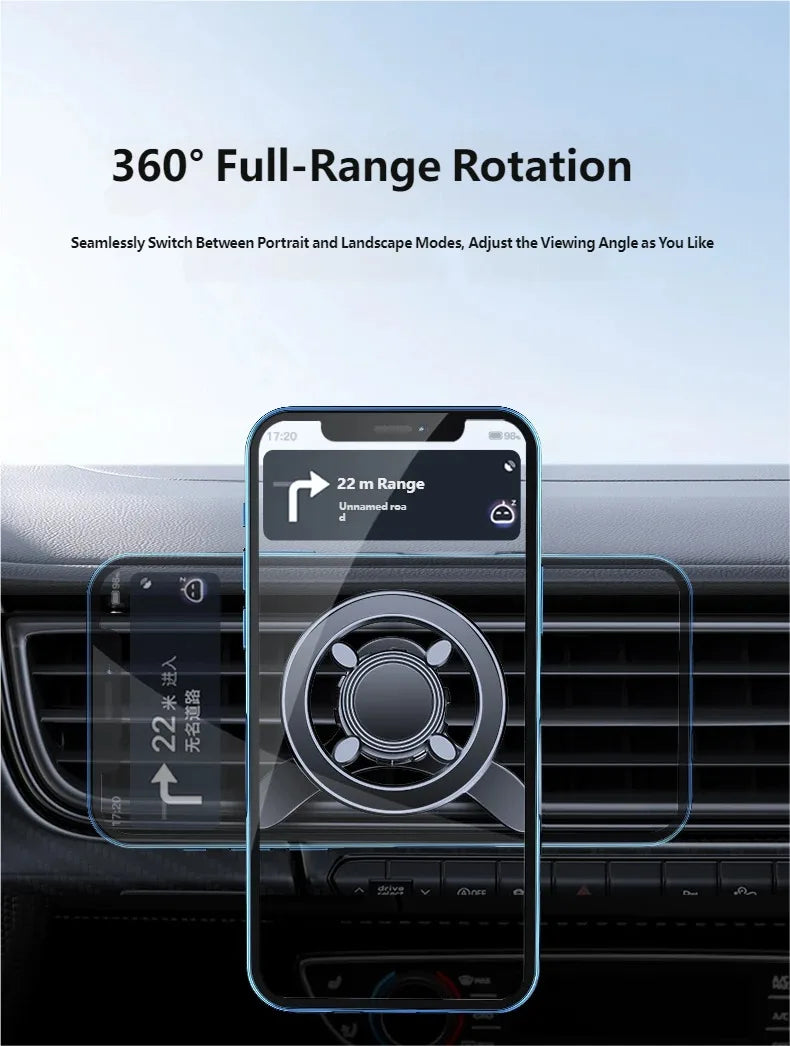 Magnetic Car Phone Mount in Car Phone Holder Air Vent Magnetic, 17 N52 Magnets Universal Mobile Phone Holders for iPhone/Android