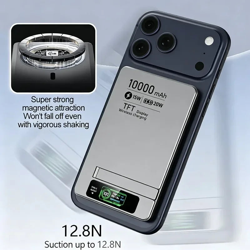 Wireless Magnetic Power Bank Travel Portable Fast Charging 5000mAh 10000mAh Capacity Digital Display For Phone Watch Earphones