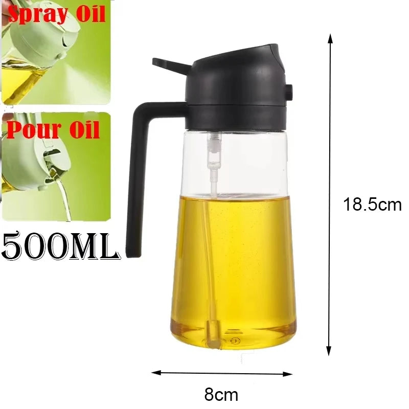 2 in 1 Pour Spray Sprayer Kitchen Fryer Air Spray Oil Dispenser Bottle for Olive Oil Cooking Frying BBQ Camping Large Capacity