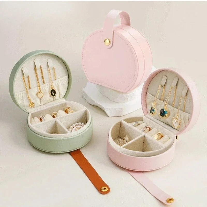 Mini Jewelry Organizer Display Travel Jewelry Case Boxes Earrings Necklace Ring Portable Handbag Jewelry Box Leather Storage