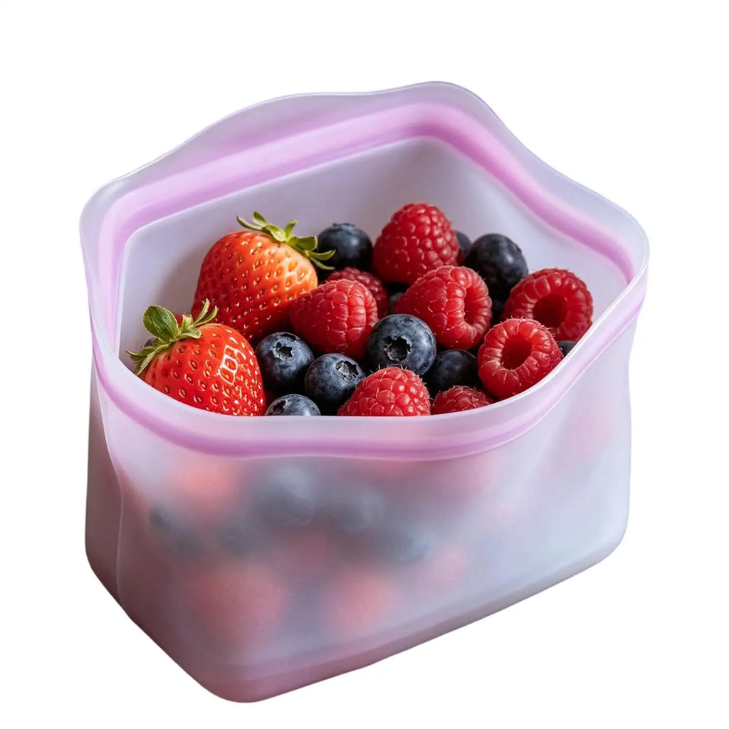 Silicone Food Storage Bags Leakproof Airtight Seal Stand Up Reusable Silicone Bags for Home Office Kitchen Fruit Vegetable Snack