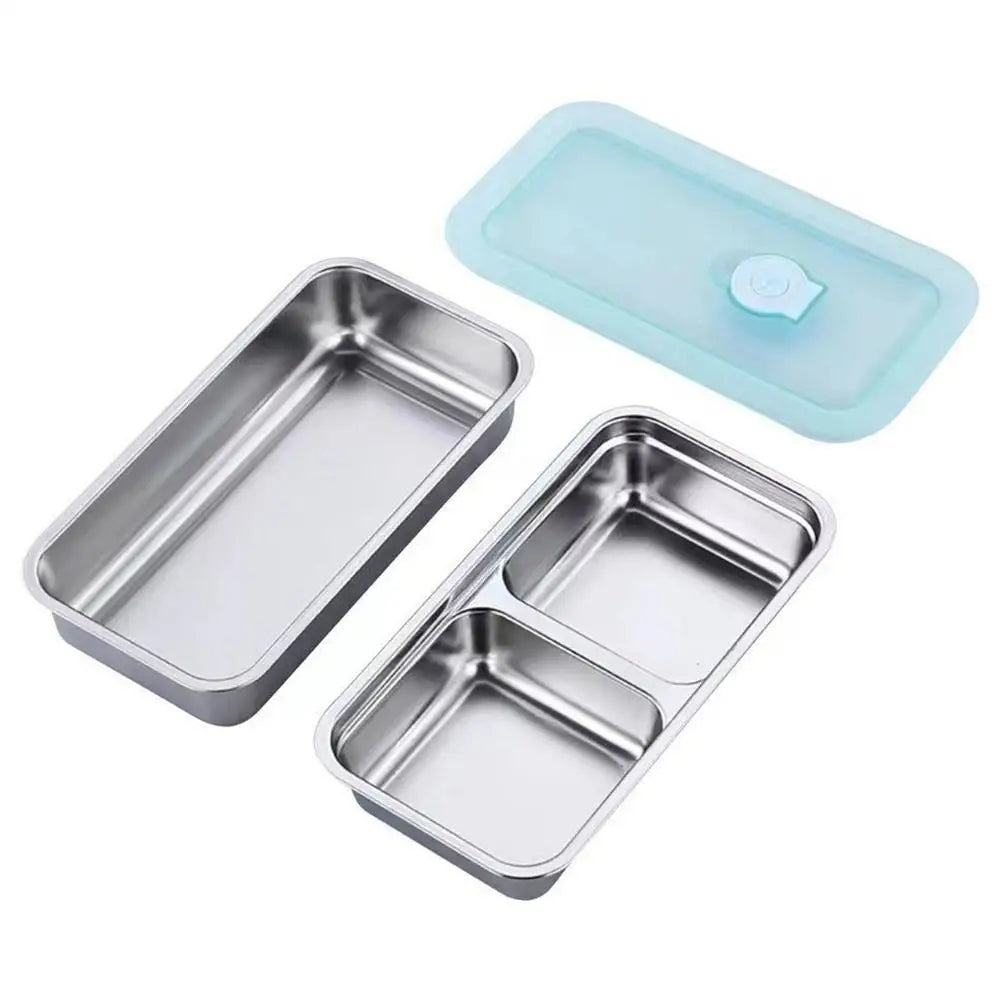Stainless Steel Snack Containers For Kids Double Compartment Reusable Snack Containers Leak-proof Lunch Boxes For Sports Picnic