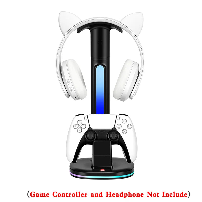 LED Display Stand for PS5 Game Controller & Headphone Charging Station for Playstation 5 Gamepad Headset Stand Accessories