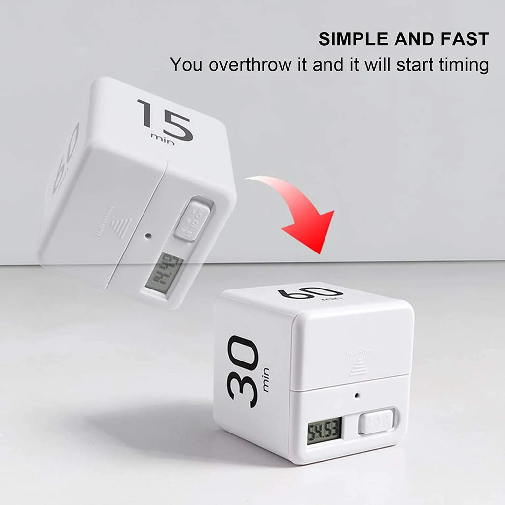 Cube Timer, Kitchen  Child  Exercise  Gravity Sensor Flip  for Time Management and Countdown Settings
