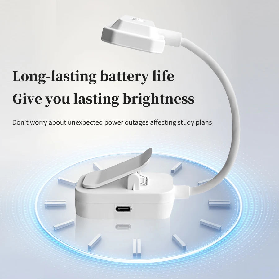 Mini Rechargeable Desk Lamp with Clip Eye Protection Portable Book Light 3 Colors Night Light Student Bedside Study Reading Lamp