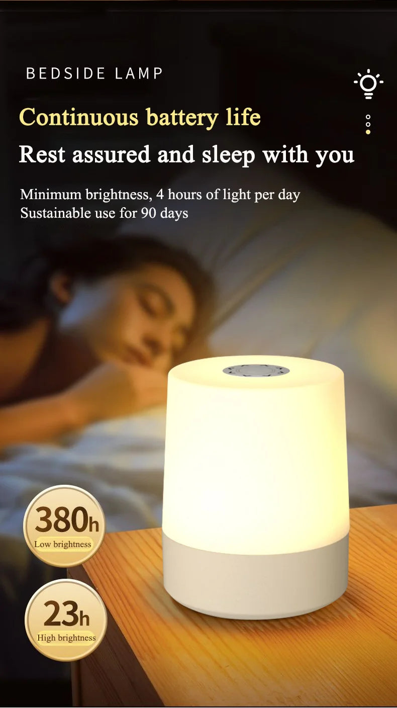 Touch Night Lamp USB LED Lamp Remote Control Switch Rechargeable Three Colors Lights Bedroom Portable Table Bedside Night Lamp