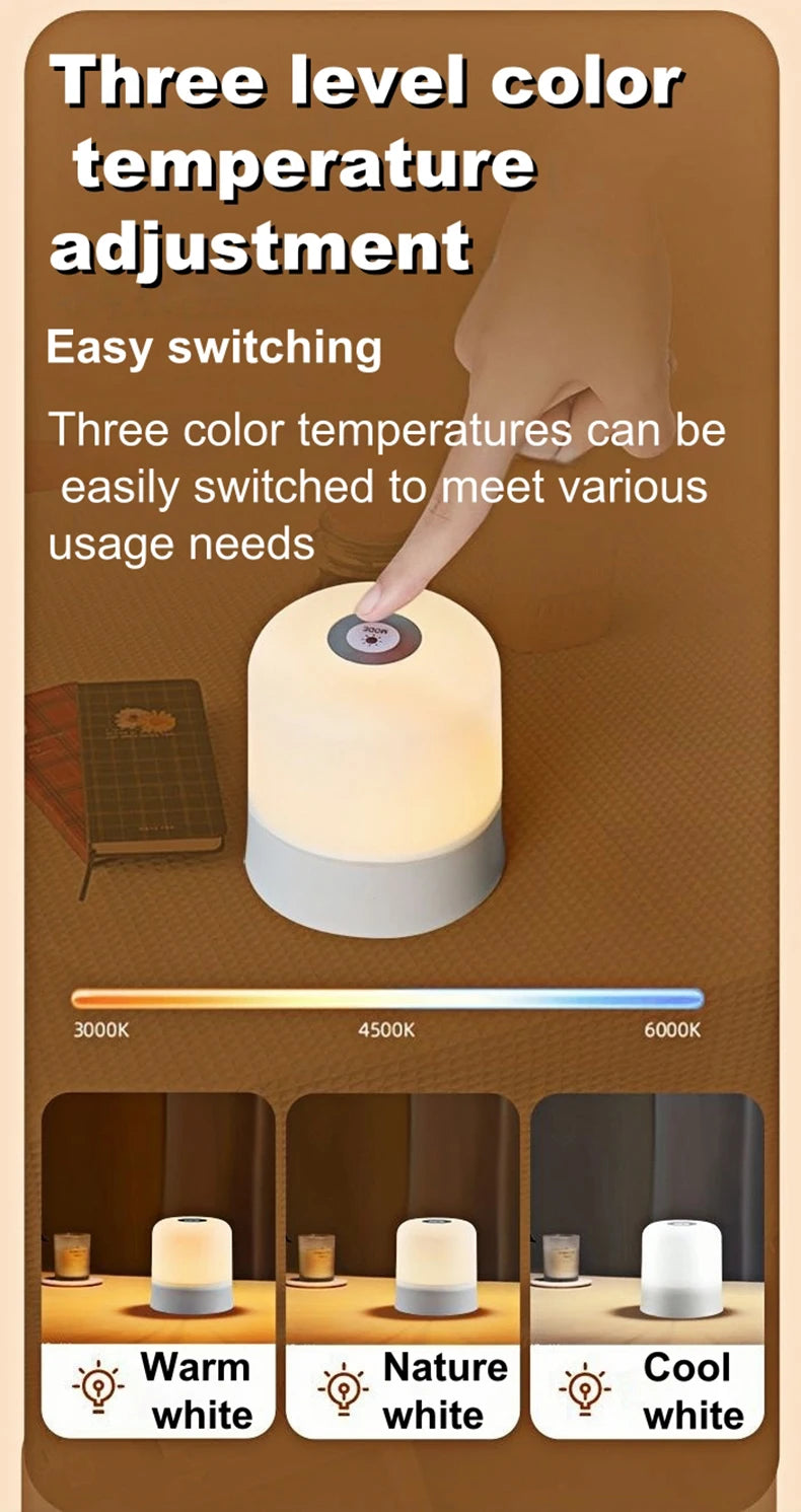 Touch Night Light Rechargeable 3 Color Wireless Baby's Room Bedside Lamp USB LED Night Light Ambient Soft Light For Kids Gift