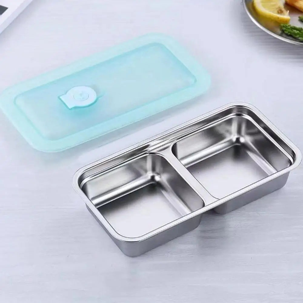 Stainless Steel Snack Containers For Kids Double Compartment Reusable Snack Containers Leak-proof Lunch Boxes For Sports Picnic