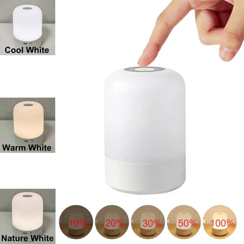 Touch Night Light Rechargeable 3 Color Wireless Baby's Room Bedside Lamp USB LED Night Light Ambient Soft Light For Kids Gift