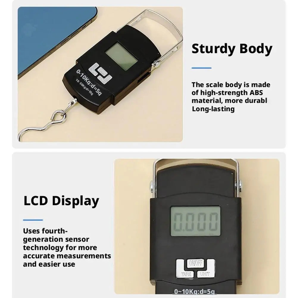 Portable 50kg Scale with Rule Digital LCD Display Electronic Luggage Hanging Suitcase Travel Weighs Baggage Tool