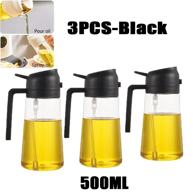 2 in 1 Pour Spray Sprayer Kitchen Fryer Air Spray Oil Dispenser Bottle for Olive Oil Cooking Frying BBQ Camping Large Capacity