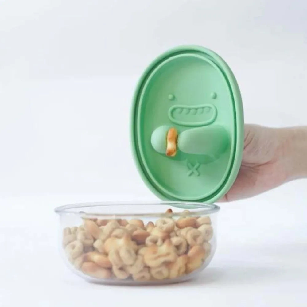 Portable Silicone Lid Snack Storage Box No-Mess Leak-Proof Food Container Reusable Multifunctional Snack Organizer Kitchen