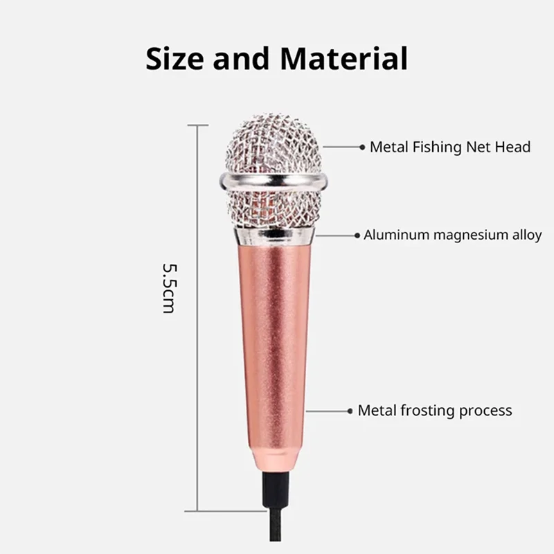 Mini Portable 3.5mm Stereo Studio Mic KTV Karaoke Mini Microphone for Smart Phone Laptop PC Desktop Handheld Audio Microphone