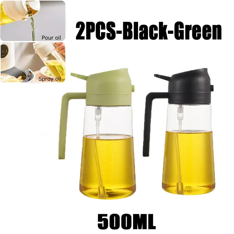 2 in 1 Pour Spray Sprayer Kitchen Fryer Air Spray Oil Dispenser Bottle for Olive Oil Cooking Frying BBQ Camping Large Capacity