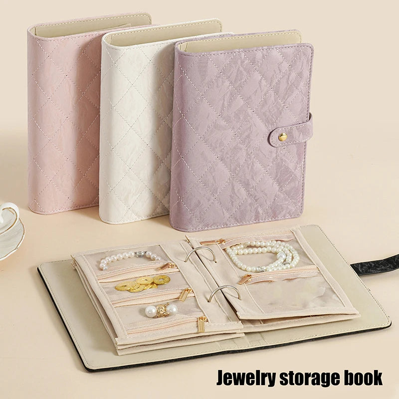 Travel Jewelry Case,Jewelry Organizer Box With Clear Zipper Velvet Jewelry Pouch Bag, PU Leather Jewelry Case,Gift For Women 1PC