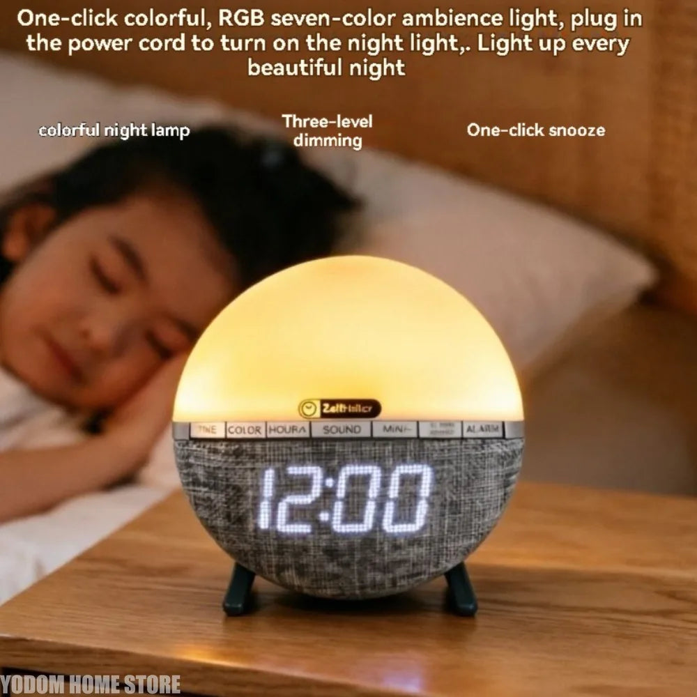 Wake Up Light Sunrise Alarm Clock Desk Clock with Colors Light Natural Sound Digital Clock for living room bedroom home decor
