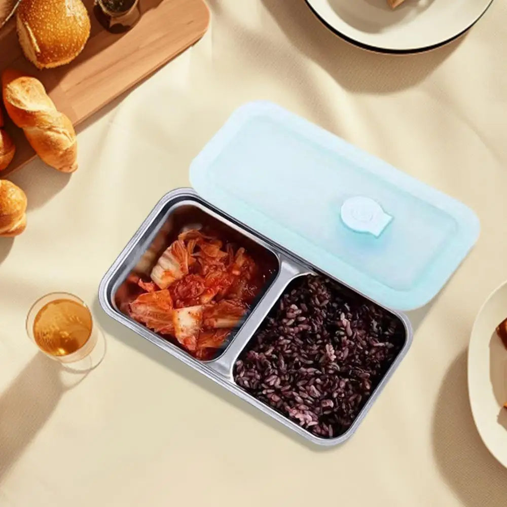 Stainless Steel Snack Containers For Kids Double Compartment Reusable Snack Containers Leak-proof Lunch Boxes For Sports Picnic
