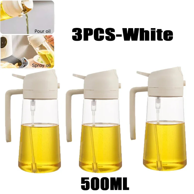 2 in 1 Pour Spray Sprayer Kitchen Fryer Air Spray Oil Dispenser Bottle for Olive Oil Cooking Frying BBQ Camping Large Capacity